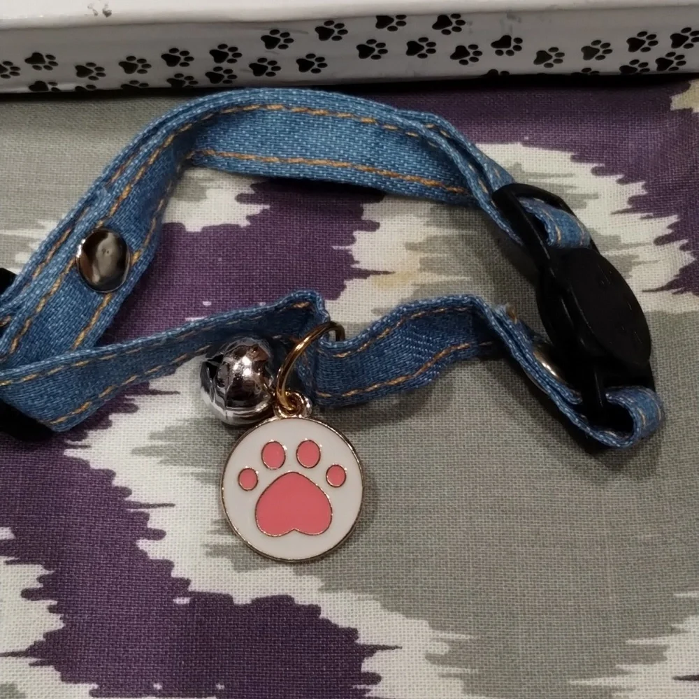 Gold Tiger Pet Collars with Paw Charms